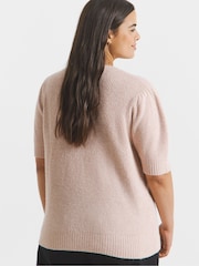 Simply Be Pink Puff Sleeve Bow Back Jumper - Image 3 of 4