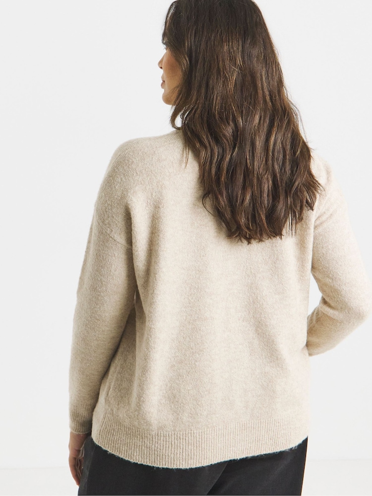 Simply Be Natural Crew Neck Cardigan - Image 2 of 4 Simply Be Natural Crew Neck Cardigan - Image 2 of 4