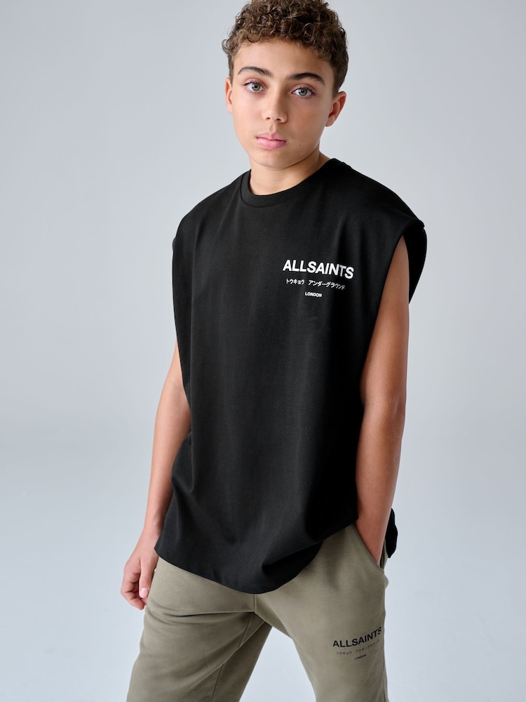 smALLSAINTS Black Underground Oversized Crew Neck Sleeveless T-Shirt - Image 1 of 9 smALLSAINTS Black Underground Oversized Crew Neck Sleeveless T-Shirt - Image 1 of 9