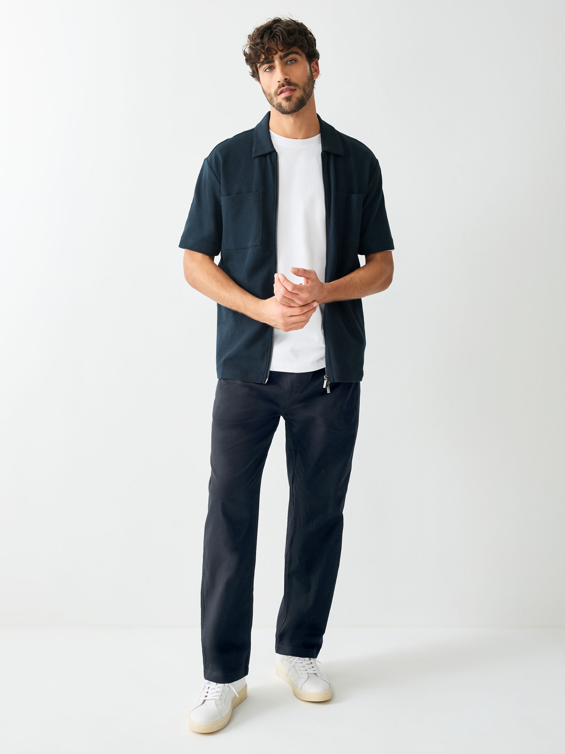 Buy Black Relaxed Fit Smart Linen Cotton Blend Trousers from the