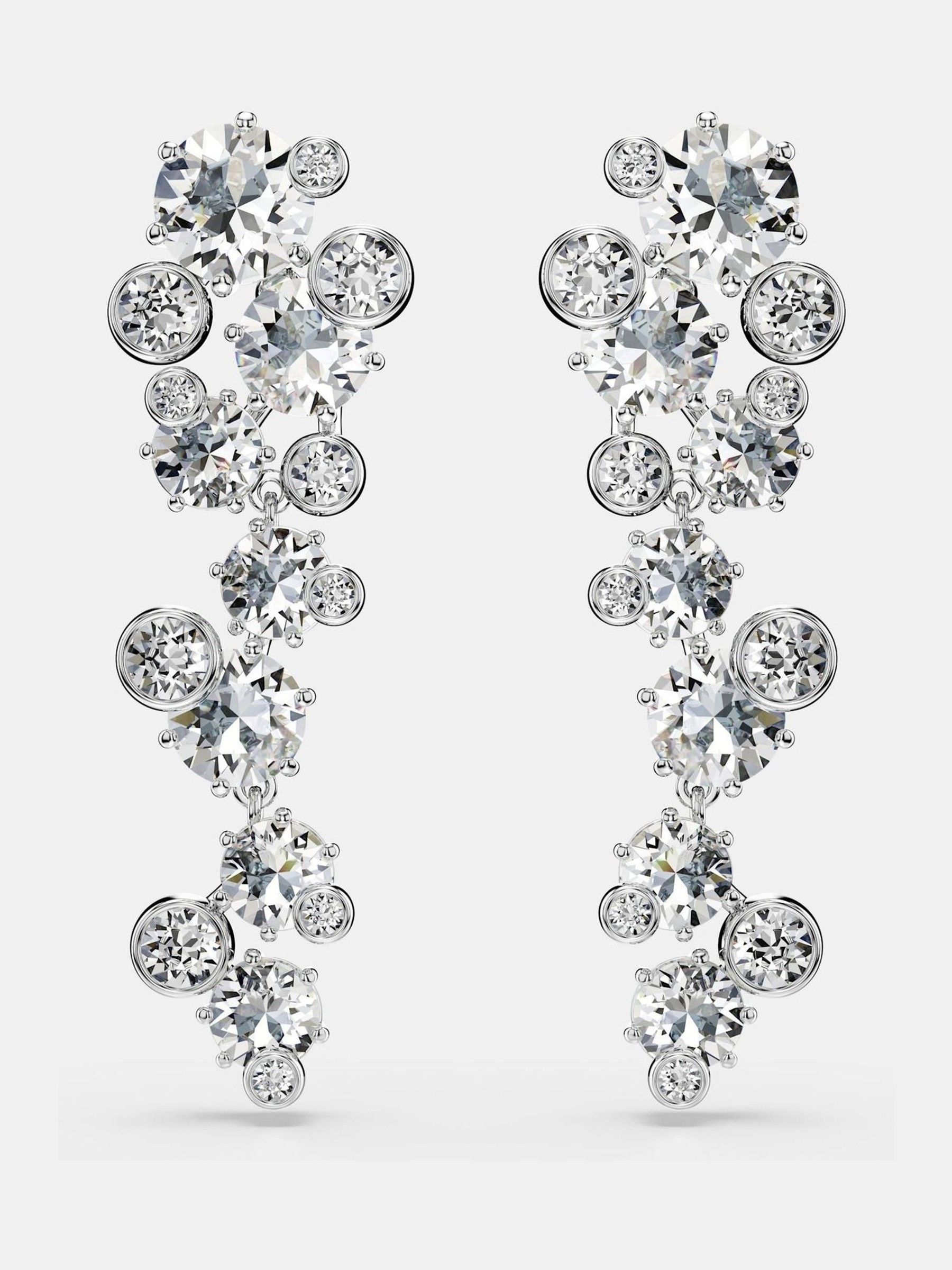 Swarovski White Rhodium Plated Mixed Cuts Constella Drop Earrings