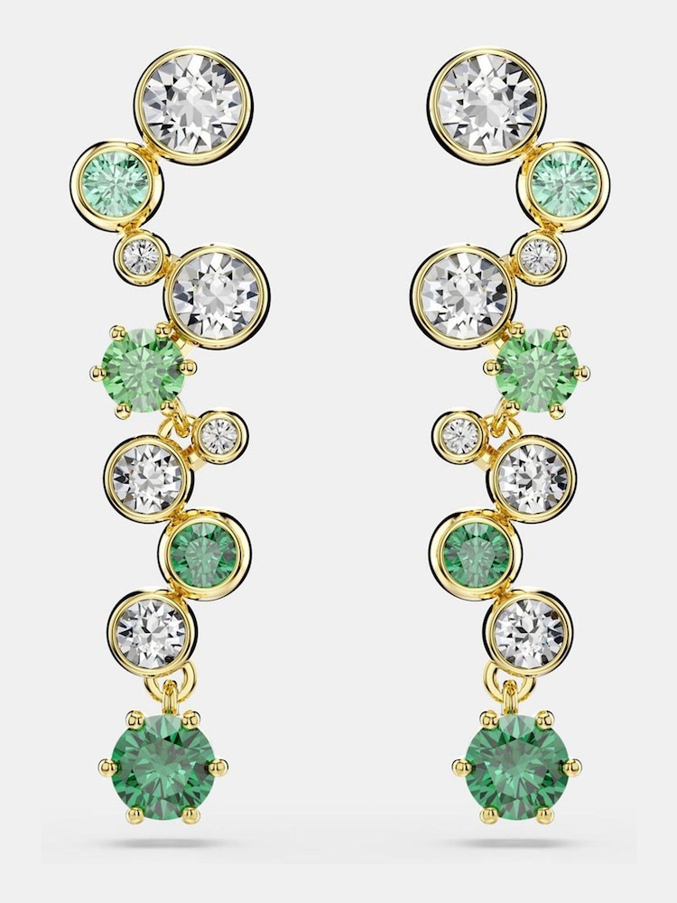 Swarovski Green Gold Tone Mixed Cuts Constella Drop Earrings - Image 1 of 6
