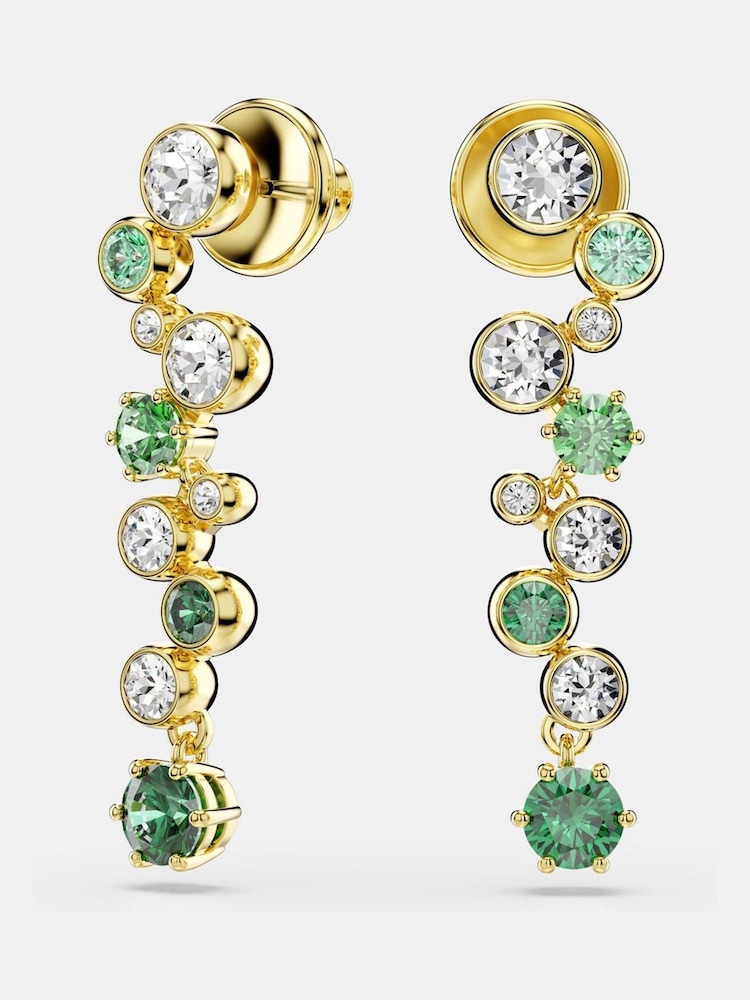 Swarovski Green Gold Tone Mixed Cuts Constella Drop Earrings - Image 2 of 6