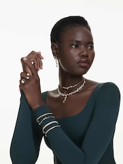 Swarovski Green Gold Tone Mixed Cuts Constella Drop Earrings - Image 4 of 6