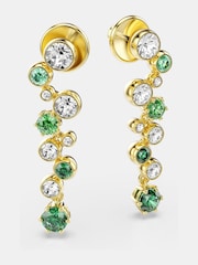 Swarovski Green Gold Tone Mixed Cuts Constella Drop Earrings - Image 6 of 6