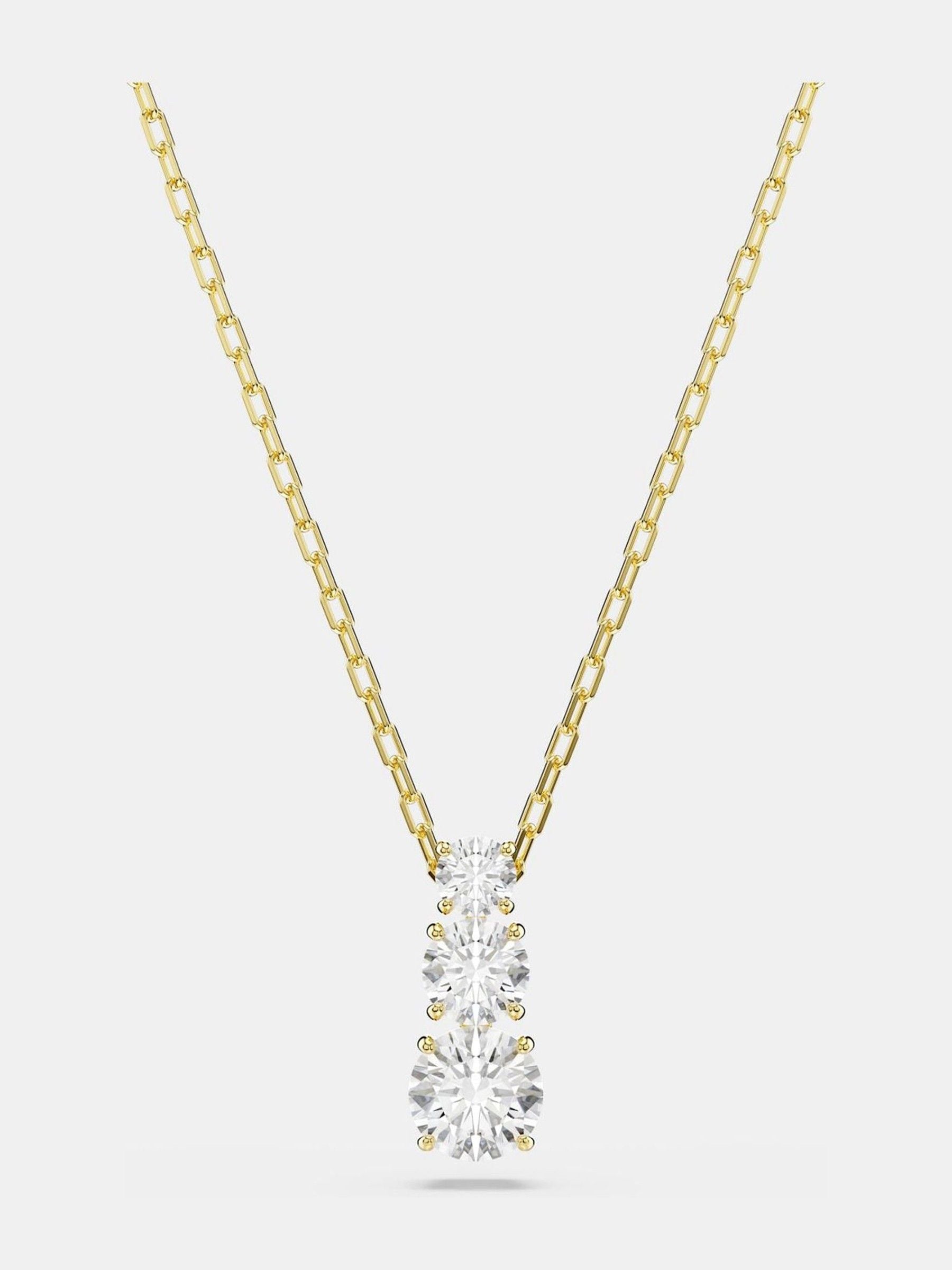 Swarovski White Gold Tone Round Cut Stilla Attract Pendant Necklace