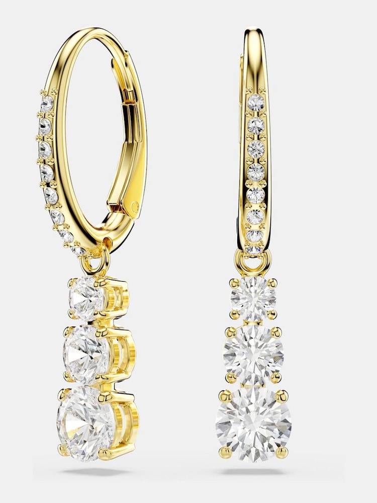 Swarovski White Gold Tone Round Cut Stilla Attract Hoop Earrings - Image 1 of 5