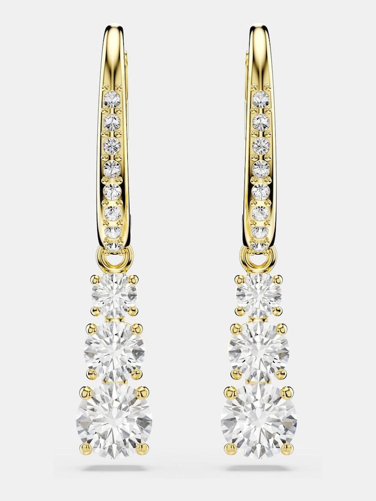Swarovski White Gold Tone Round Cut Stilla Attract Hoop Earrings - Image 2 of 5