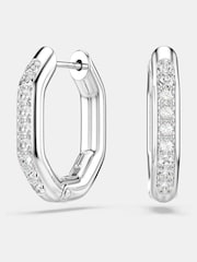 Swarovski White Rhodium Plated Round Cut Octagon Shape Dextera Hoop Earrings - Image 1 of 4