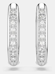Swarovski White Rhodium Plated Round Cut Octagon Shape Dextera Hoop Earrings - Image 2 of 4
