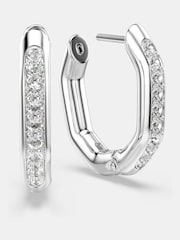 Swarovski White Rhodium Plated Round Cut Octagon Shape Dextera Hoop Earrings - Image 3 of 4