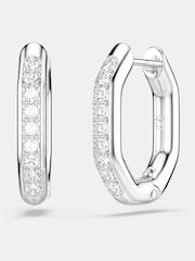 Swarovski White Rhodium Plated Round Cut Octagon Shape Dextera Hoop Earrings - Image 4 of 4