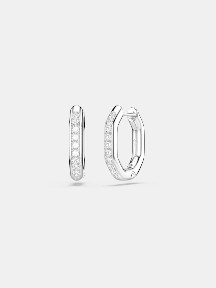 Swarovski White Gold Tone Round Cut Octagon Shape Dextera Hoop Earrings - Image 5 of 5 Swarovski White Gold Tone Round Cut Octagon Shape Dextera Hoop Earrings - Image 5 of 5