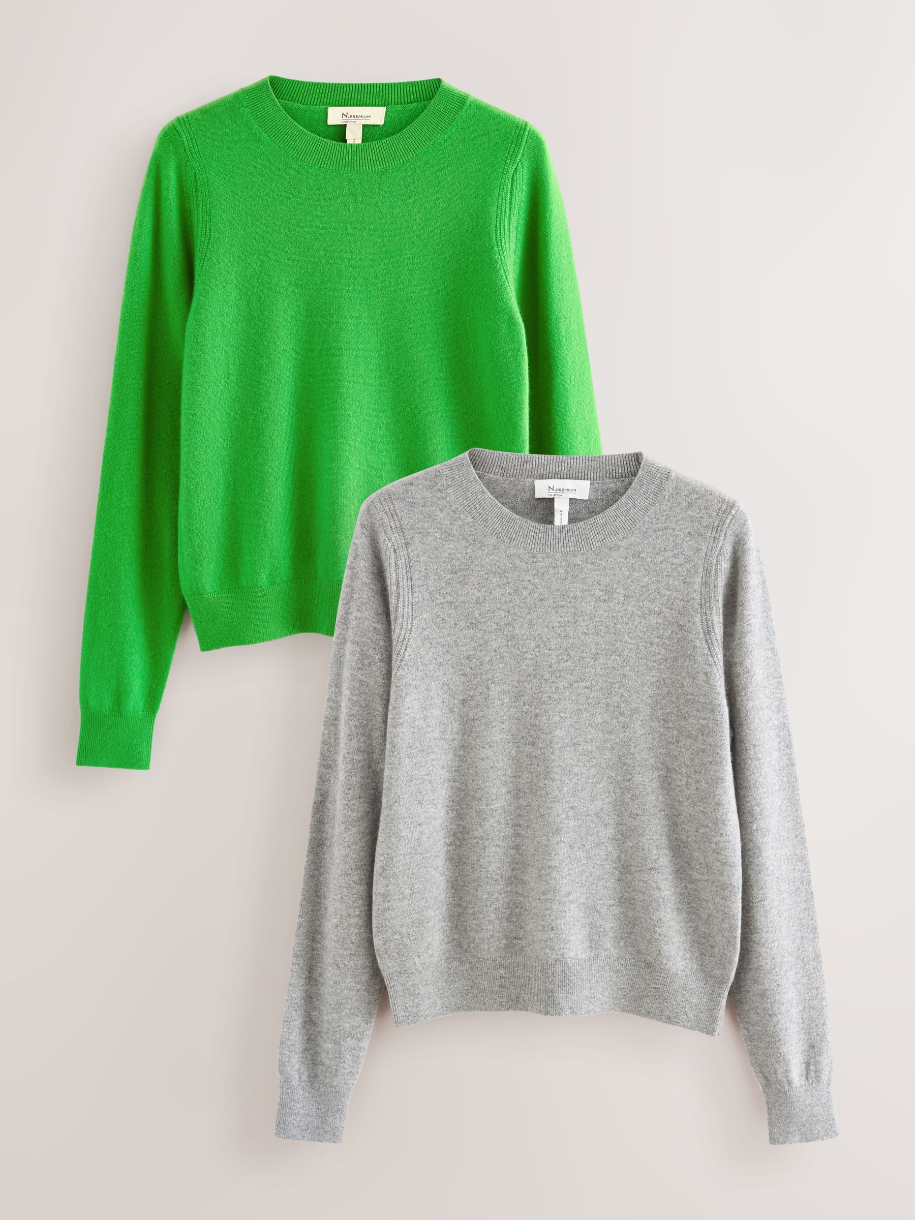 Next：日本 グリーン / グレー - N. Premium カシミヤ 100% クルー