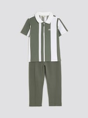 River Island Green Boys Stripe Polo Joggers Set - Image 2 of 4