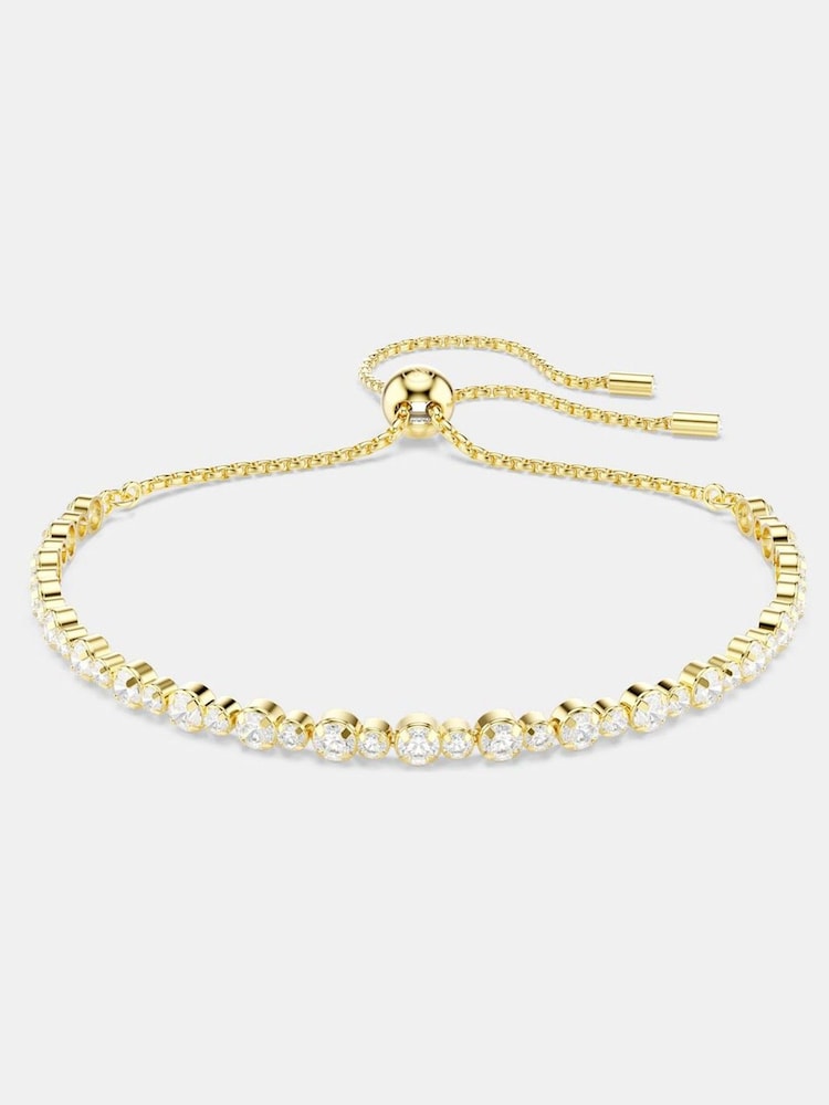 Swarovski White Gold Tone Round Cut Matrix Tennis Bracelet - Image 1 of 6 Swarovski White Gold Tone Round Cut Matrix Tennis Bracelet - Image 1 of 6