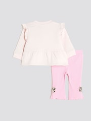 River Island Pink Baby Girls Bow Peplum Sweatshirt Set - Image 3 of 5