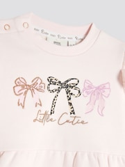 River Island Pink Baby Girls Bow Peplum Sweatshirt Set - Image 4 of 5
