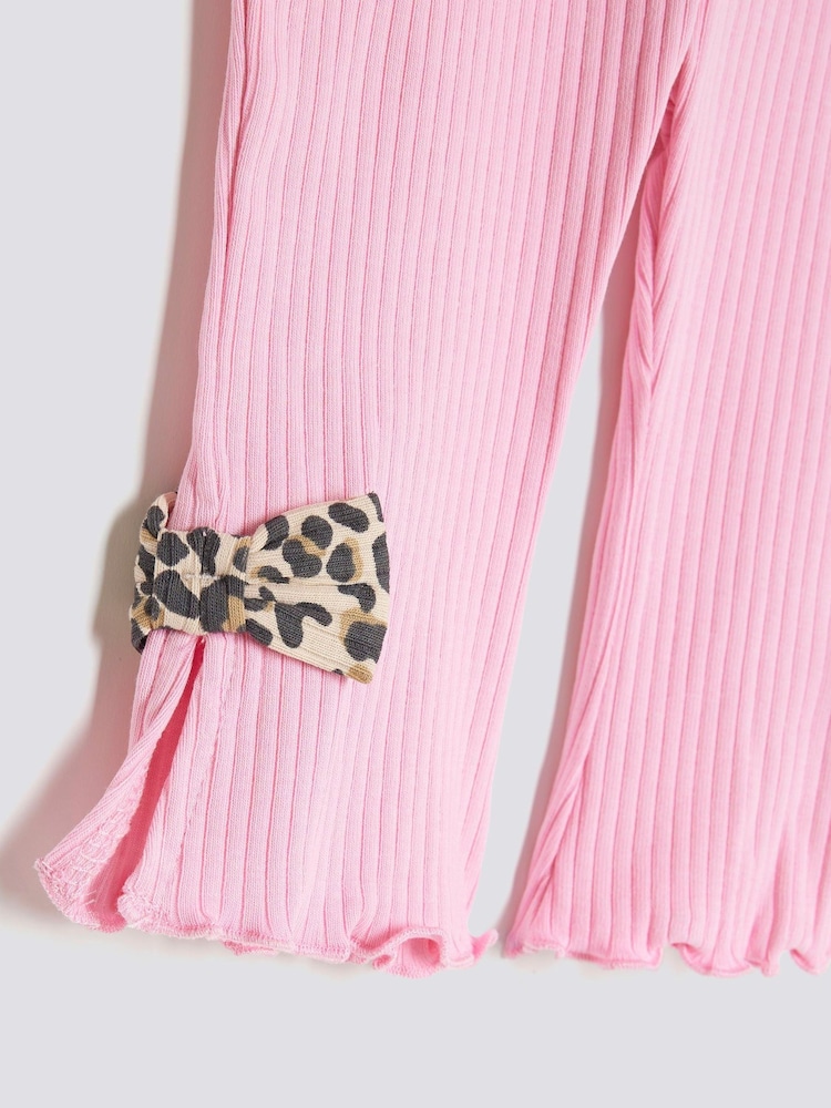 River Island Pink Baby Girls Bow Peplum Sweatshirt Set - Image 5 of 5