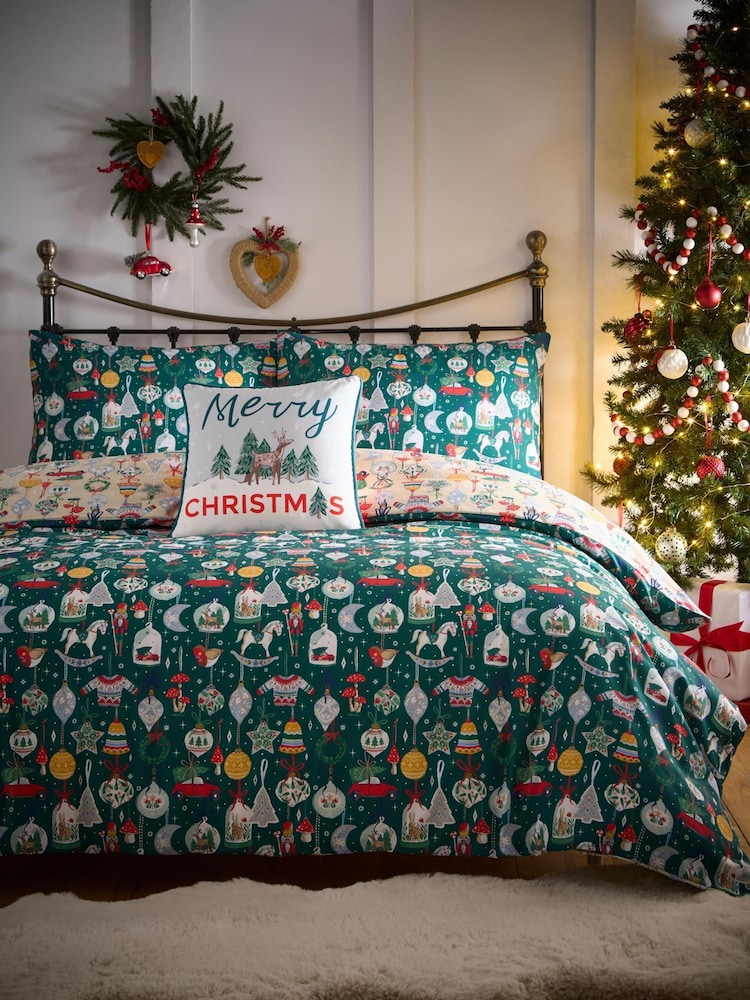 Fusion Green Merry Christmas Deer Festive Velvet Filled Cushion - Image 4 of 4