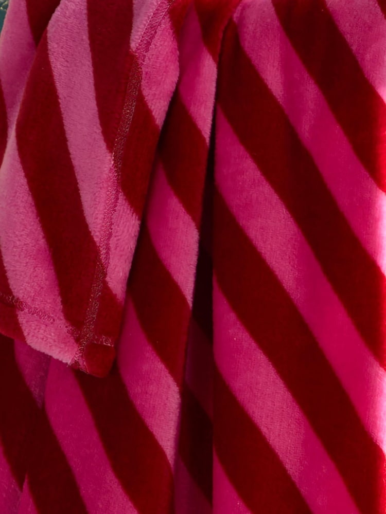 Fusion Pink Candy Stripe Printed Striped Fleece Throw - Image 2 of 3 Fusion Pink Candy Stripe Printed Striped Fleece Throw - Image 2 of 3