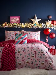 Fusion Pink Candy Stripe Printed Striped Fleece Throw - Image 3 of 3