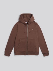 U.S. Polo Assn. Brown Mens Double Horsemen Loopback Zip Hoodie - Image 5 of 7