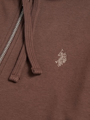 U.S. Polo Assn. Brown Mens Double Horsemen Loopback Zip Hoodie - Image 7 of 7
