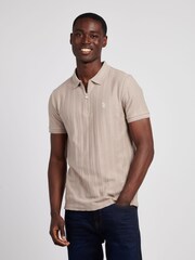 U.S. Polo Assn. Natural Mens Vertical Stripe Texture Polo Shirt - Image 9 of 14