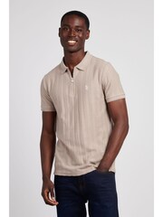 U.S. Polo Assn. Natural Mens Vertical Stripe Texture Polo Shirt - Image 10 of 14