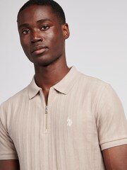 U.S. Polo Assn. Natural Mens Vertical Stripe Texture Polo Shirt - Image 11 of 14