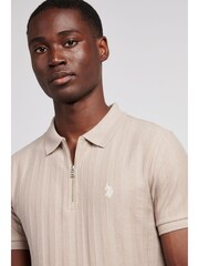 U.S. Polo Assn. Natural Mens Vertical Stripe Texture Polo Shirt - Image 12 of 14