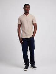 U.S. Polo Assn. Natural Mens Vertical Stripe Texture Polo Shirt - Image 13 of 14
