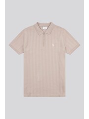 U.S. Polo Assn. Natural Mens Vertical Stripe Texture Polo Shirt - Image 2 of 14