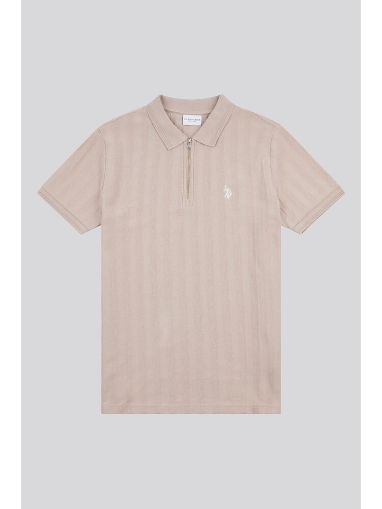 U.S. Polo Assn. Natural Mens Vertical Stripe Texture Polo Shirt - Image 2 of 14 U.S. Polo Assn. Natural Mens Vertical Stripe Texture Polo Shirt - Image 2 of 14