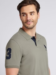 U.S. Polo Assn. Green Regular Fit Mens Player 3 Pique 100% Cotton Polo Shirt - Image 2 of 8
