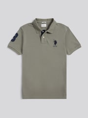 U.S. Polo Assn. Green Regular Fit Mens Player 3 Pique 100% Cotton Polo Shirt - Image 6 of 8