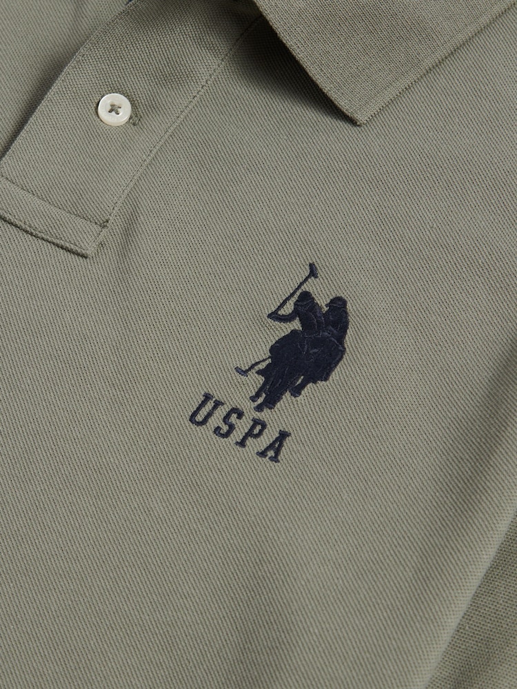 U.S. Polo Assn. Green Regular Fit Mens Player 3 Pique 100% Cotton Polo Shirt - Image 8 of 8