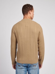 U.S. Polo Assn. Brown Mens Aran Knit Crew Jumper - Image 2 of 7