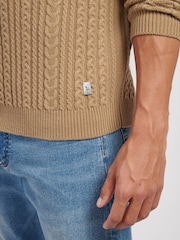 U.S. Polo Assn. Brown Mens Aran Knit Crew Jumper - Image 4 of 7