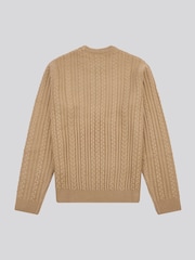 U.S. Polo Assn. Brown Mens Aran Knit Crew Jumper - Image 6 of 7