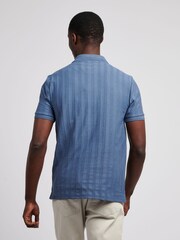 U.S. Polo Assn. Blue Mens Vertical Stripe Texture Polo Shirt - Image 2 of 7