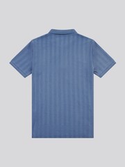 U.S. Polo Assn. Blue Mens Vertical Stripe Texture Polo Shirt - Image 6 of 7
