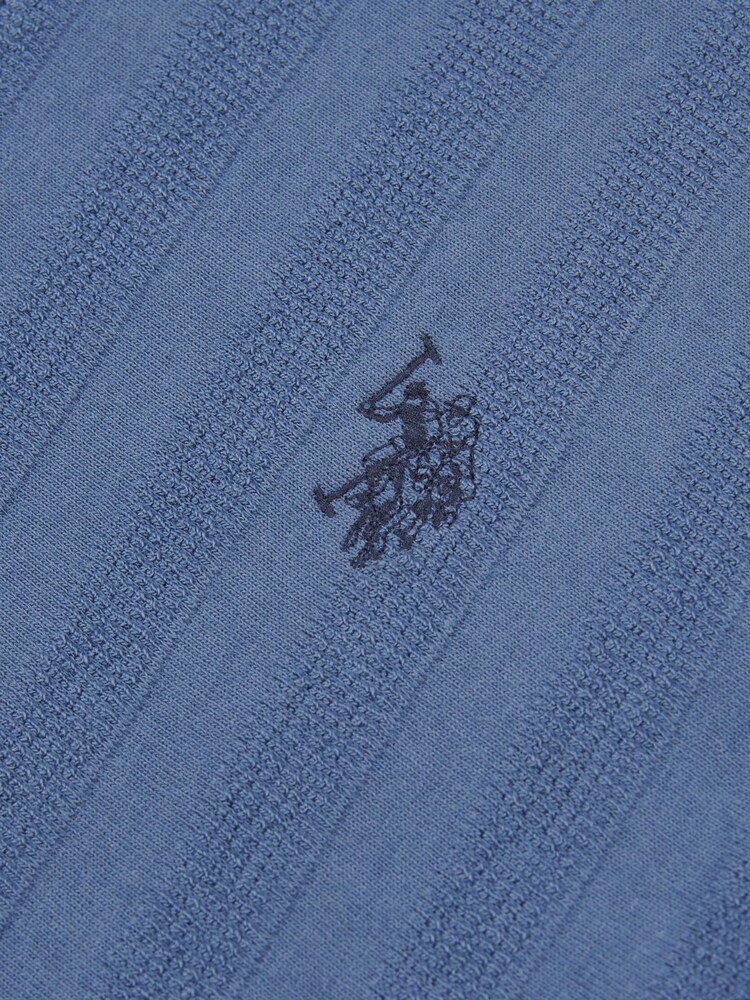 U.S. Polo Assn. Blue Mens Vertical Stripe Texture Polo Shirt - Image 7 of 7 U.S. Polo Assn. Blue Mens Vertical Stripe Texture Polo Shirt - Image 7 of 7