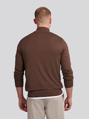 U.S. Polo Assn. Brown Cotton Funnel Neck Quarter Zip Knit - Image 4 of 7