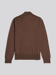 U.S. Polo Assn. Brown Cotton Funnel Neck Quarter Zip Knit - Image 6 of 7