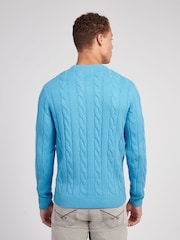 U.S. Polo Assn. Navy Blue Mens Cable Knit Crew Jumper - Image 2 of 7