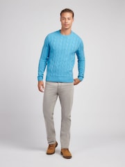 U.S. Polo Assn. Navy Blue Mens Cable Knit Crew Jumper - Image 3 of 7