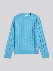U.S. Polo Assn. Navy Blue Mens Cable Knit Crew Jumper - Image 5 of 7