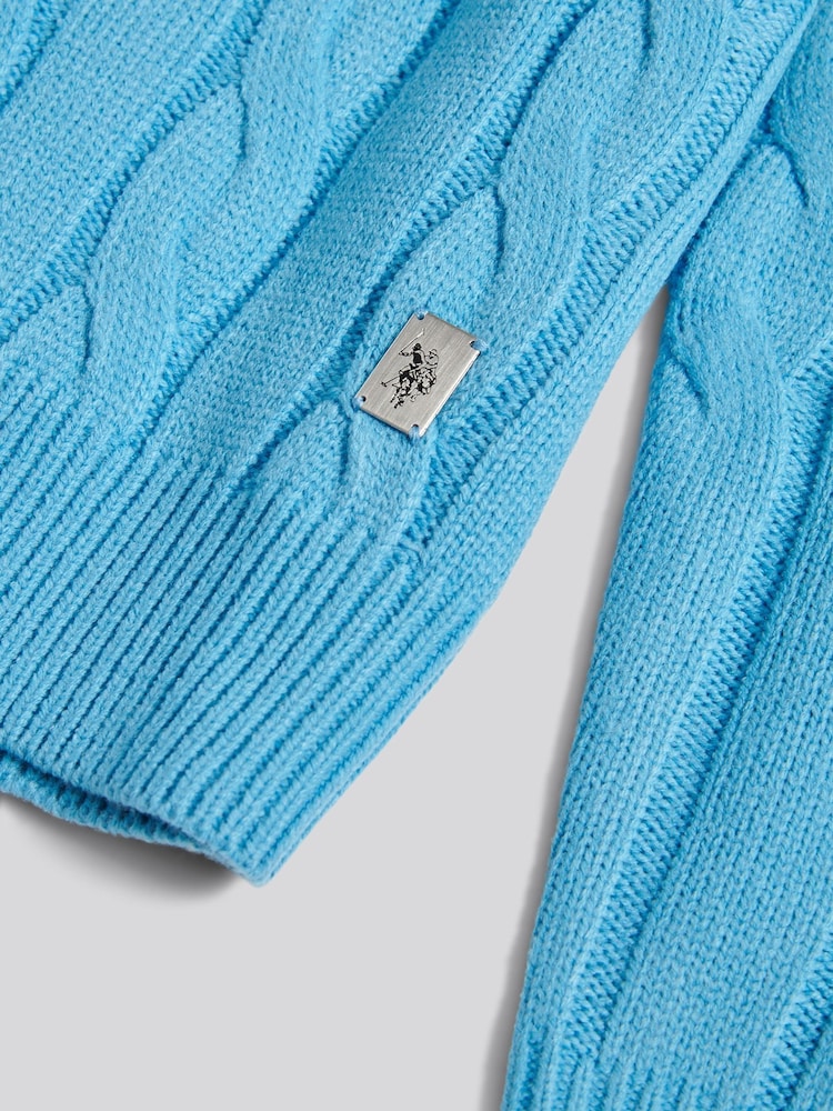 U.S. Polo Assn. Navy Blue Mens Cable Knit Crew Jumper - Image 7 of 7 U.S. Polo Assn. Navy Blue Mens Cable Knit Crew Jumper - Image 7 of 7